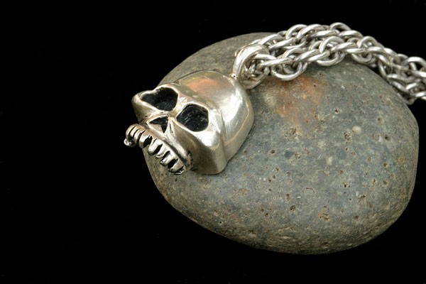Skull Pendant - silver necklace-pendant - 1" T