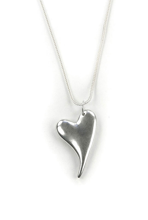 Silver Heart - Drip - silver necklace-pendant - 1 3/16" T